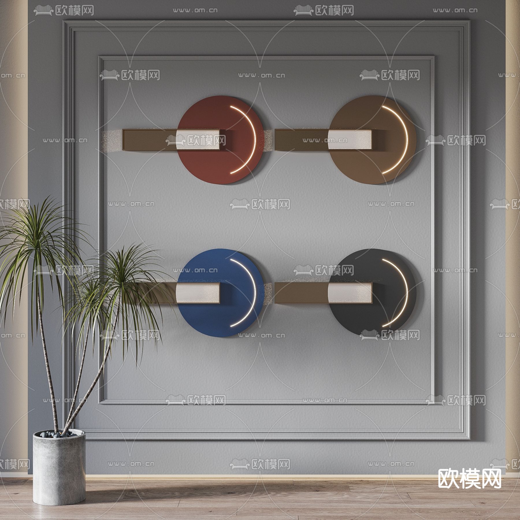 轻奢墙饰挂件su模型