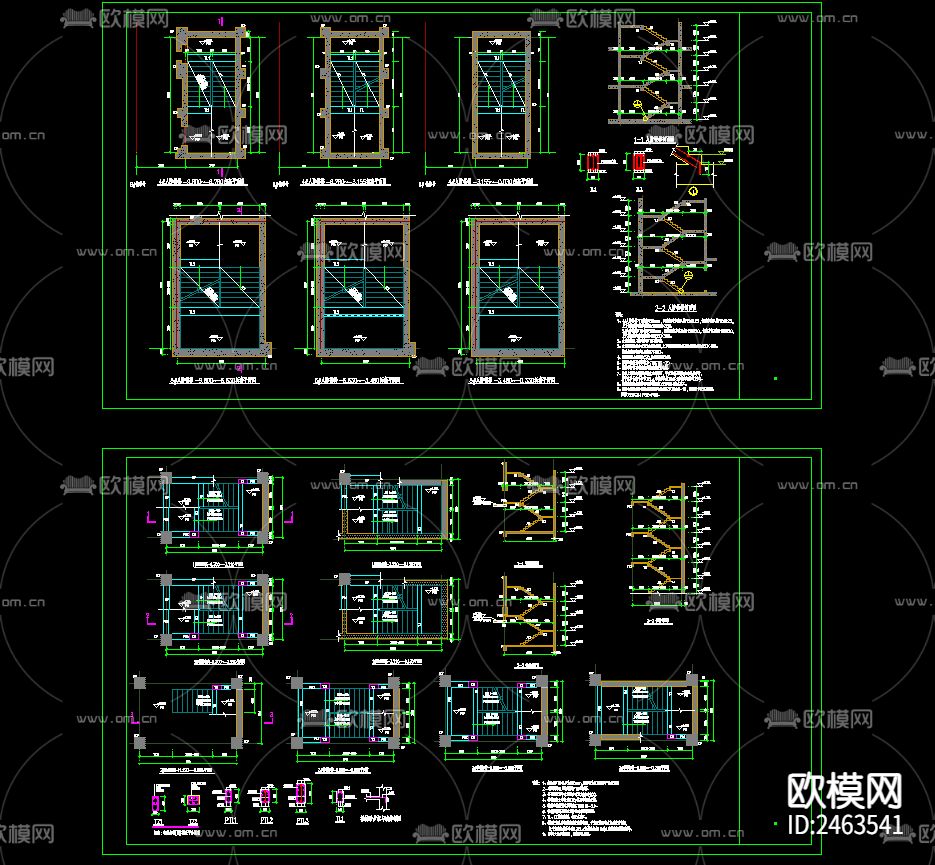 移民安置小区地下车库结构cad施工图下载（渲染图5）