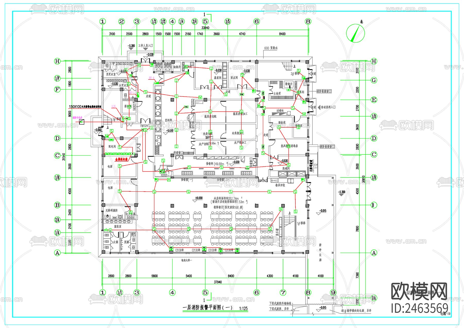某学校三层食堂电气cad施工图-免费3dmax模型库-欧模网