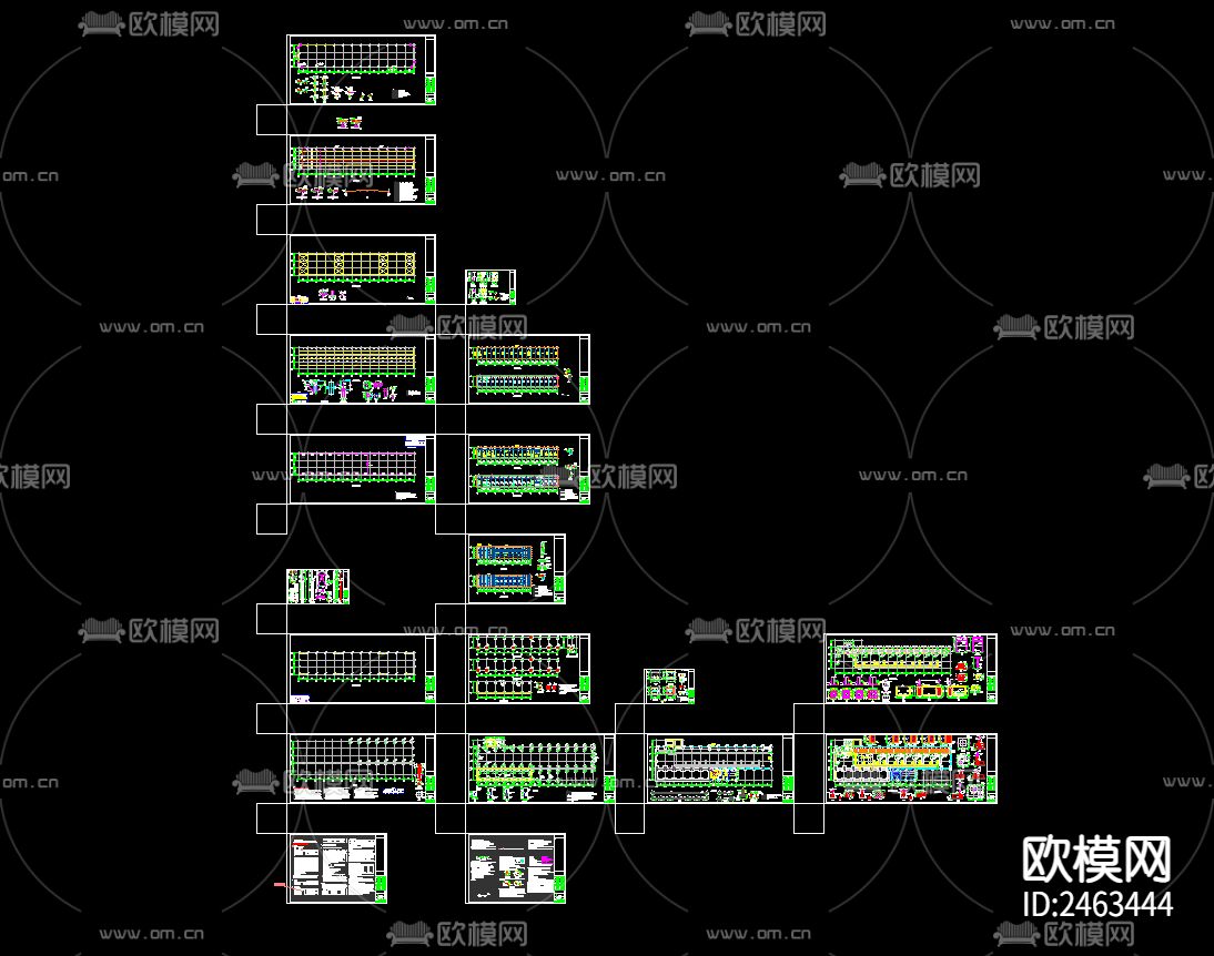 跨度十八米二层厂房结构图CAD施工图下载（渲染图2）