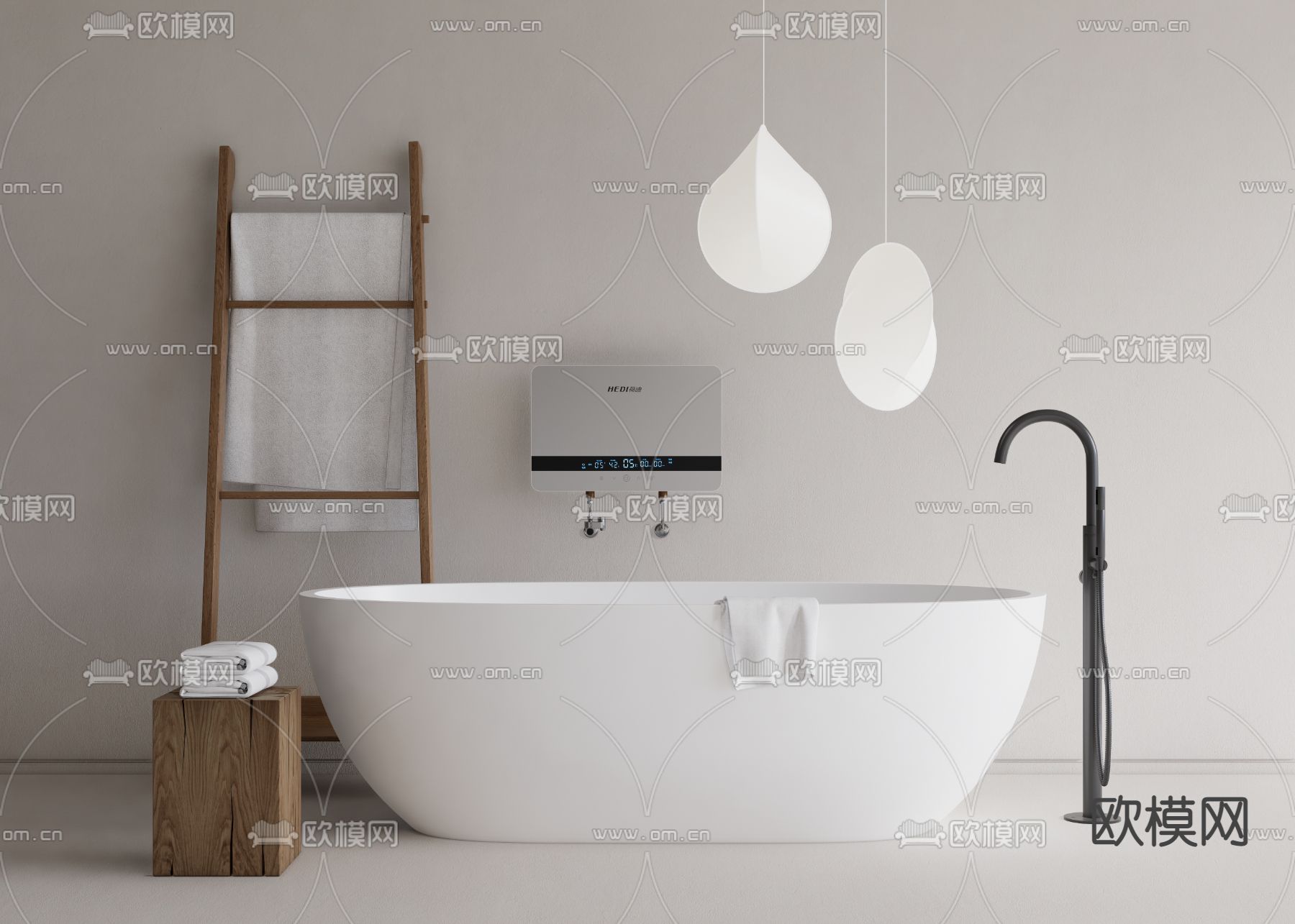 现代浴缸su模型下载（渲染图1）