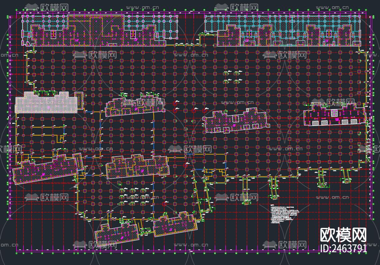 某小区人防地下室CAD施工图下载（渲染图6）
