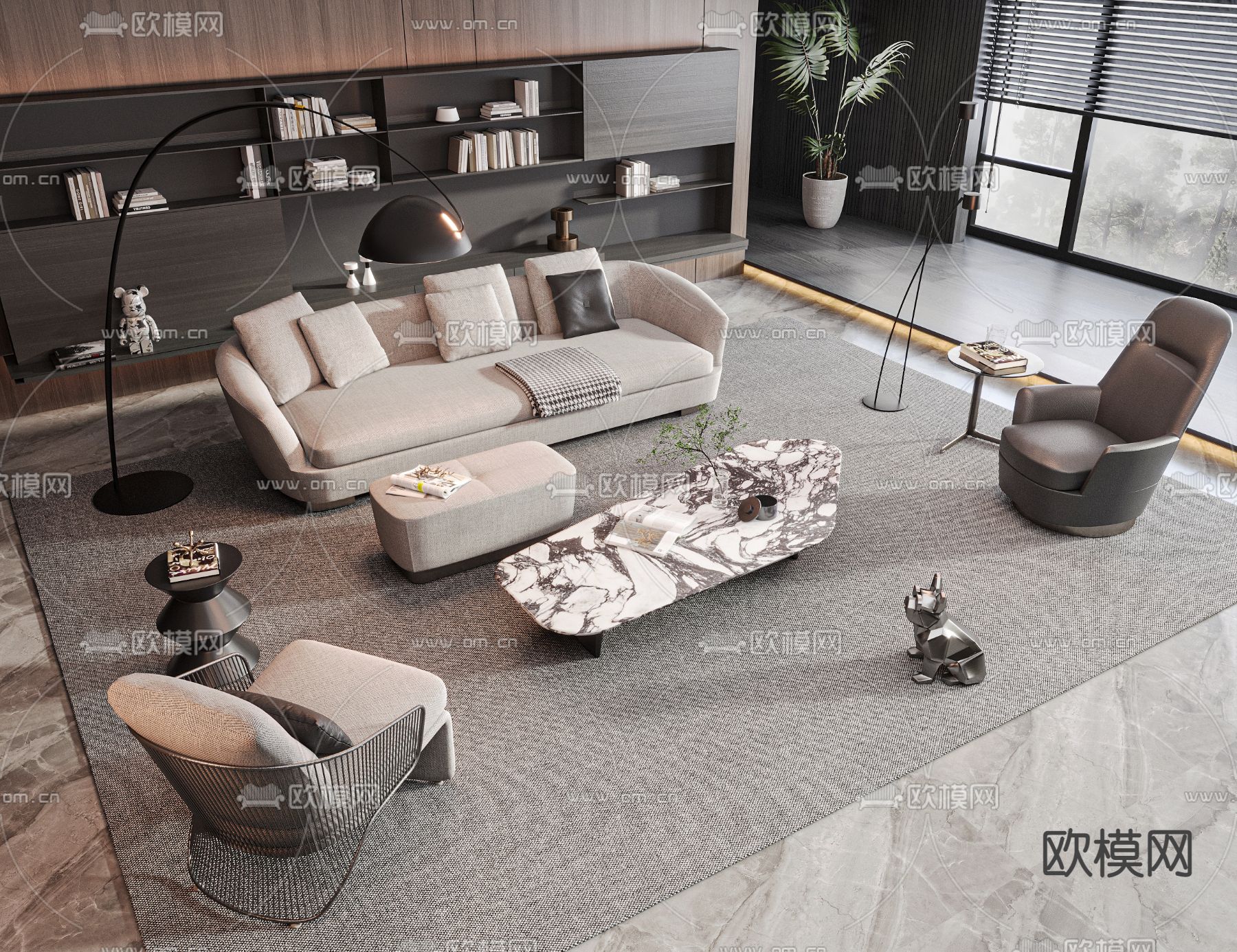 Minotti 米洛提  沙发茶几组合su模型下载（渲染图1）