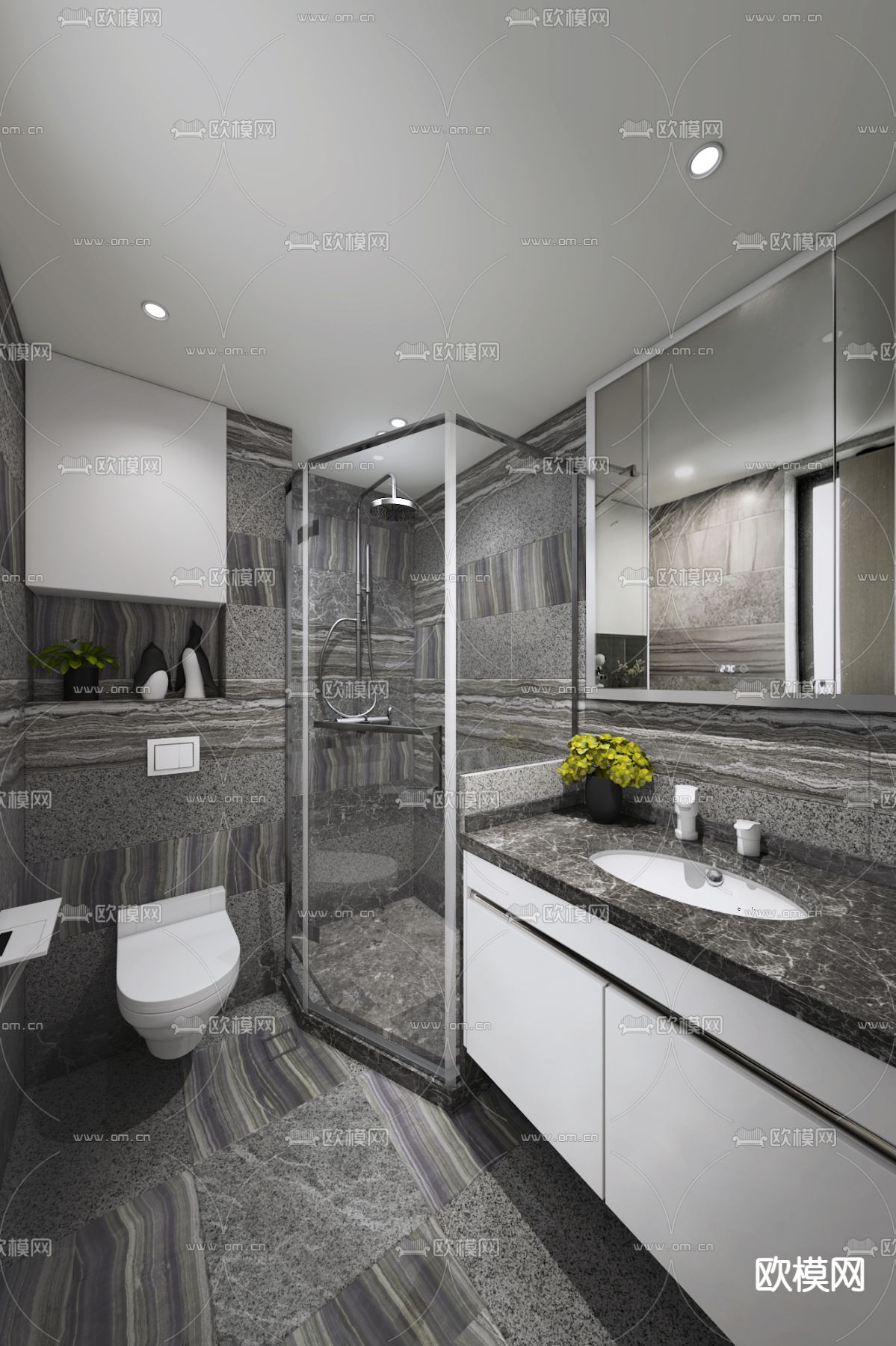 博思韦珥设计 现代轻奢卫生间浴室su模型下载