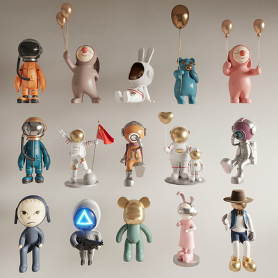  现代KAWS潮玩su模型 