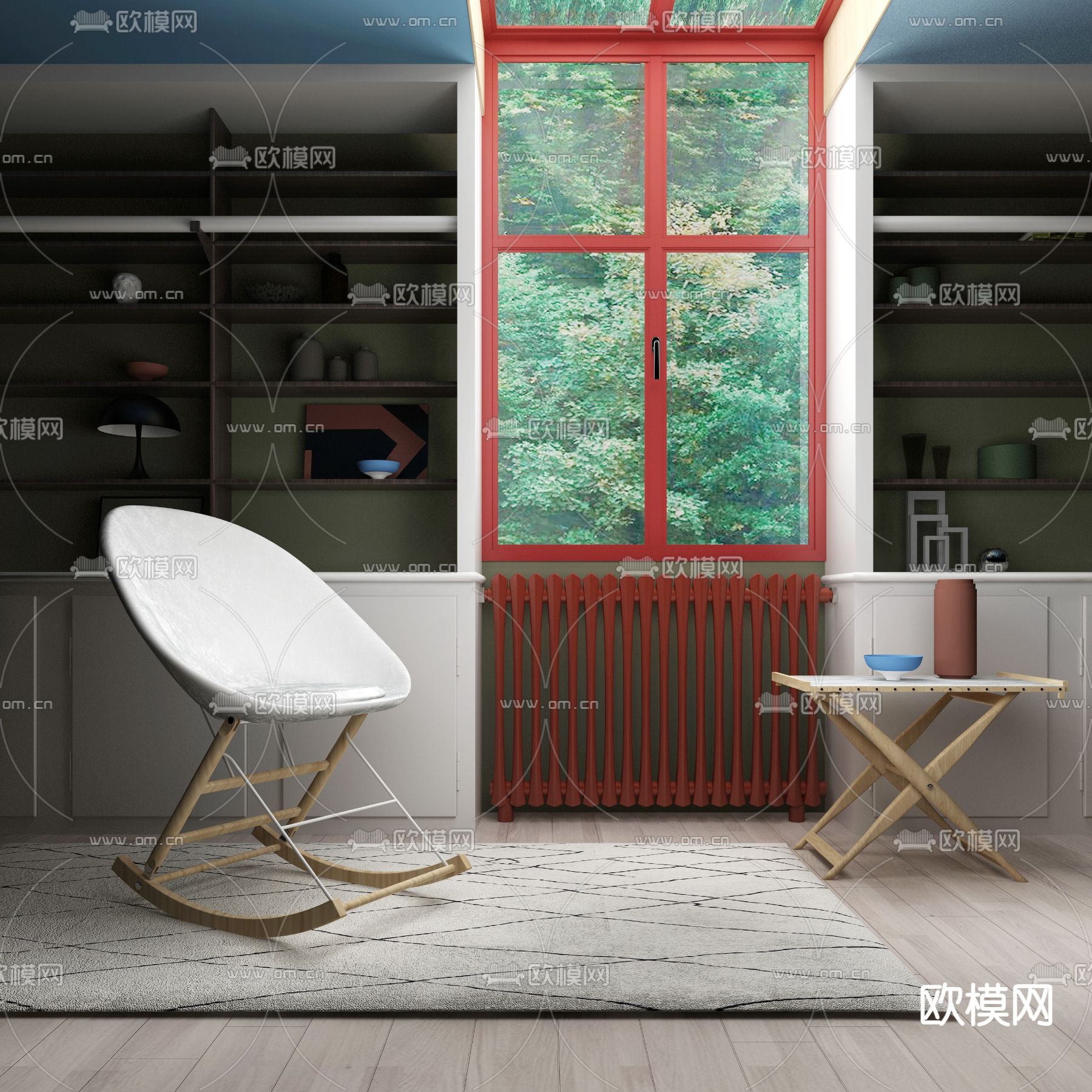 丹麦Carl Hansen & Son品牌 北欧休闲原木摇椅su模型下载