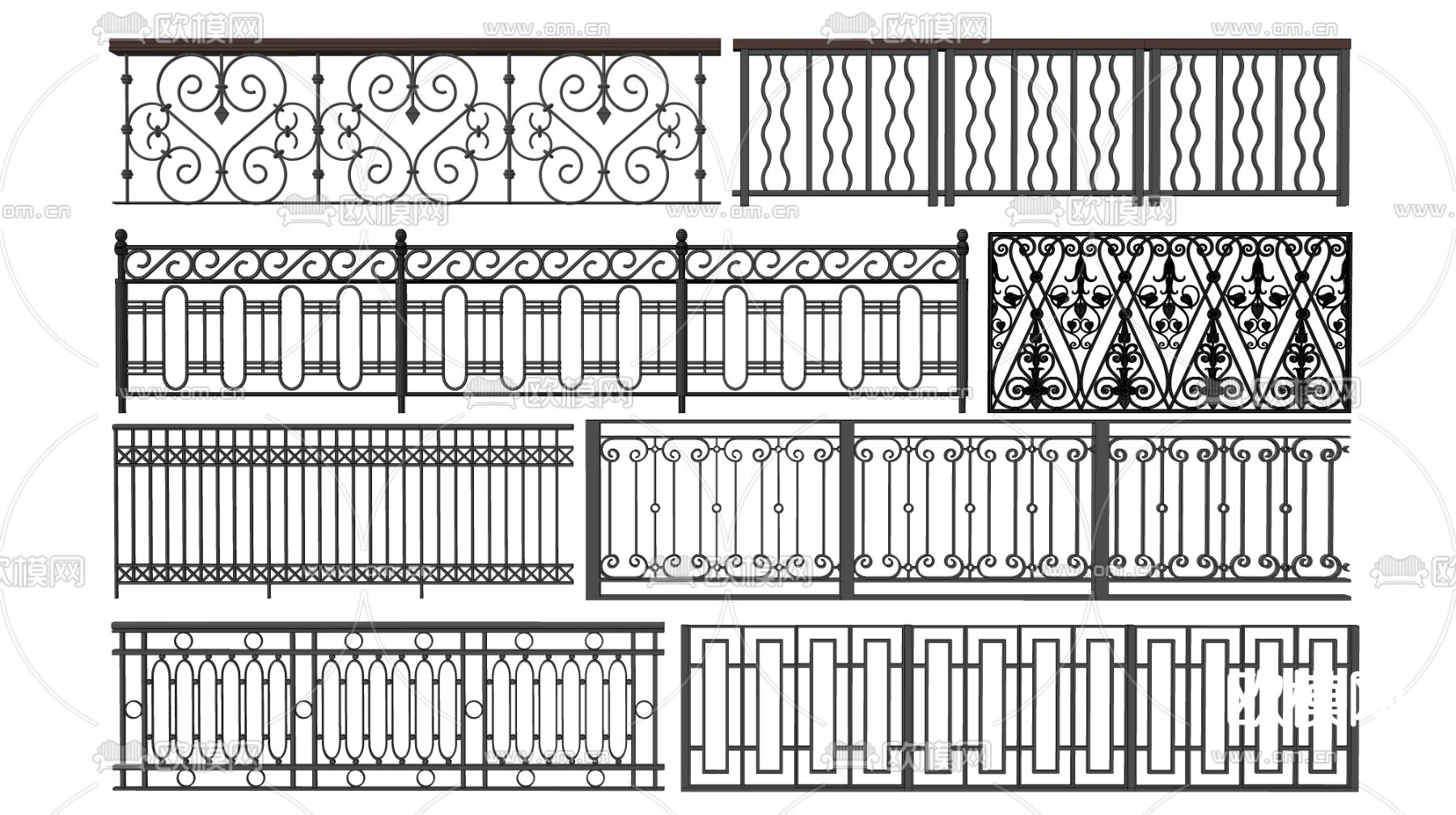 欧式铁艺栏杆 围栏 护栏su模型下载（渲染图1）