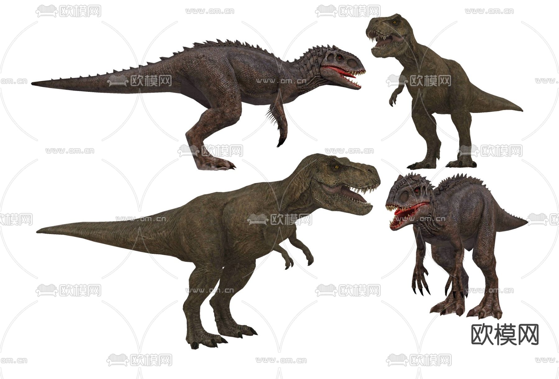 自然风恐龙 霸王龙 迅猛龙su模型下载（渲染图2）