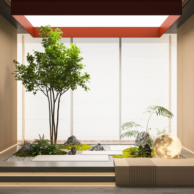  现代室内植物堆小品su模型 