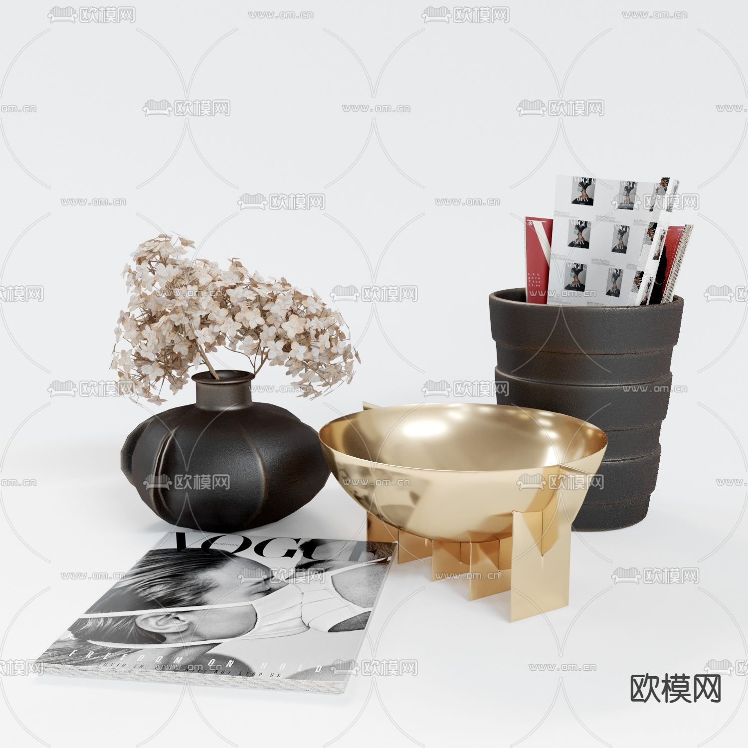 花瓶器皿 杂志摆件su模型下载_ID12291931_sketchup模型下载-欧模网