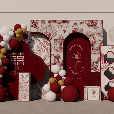  现代订婚宴美陈su模型 