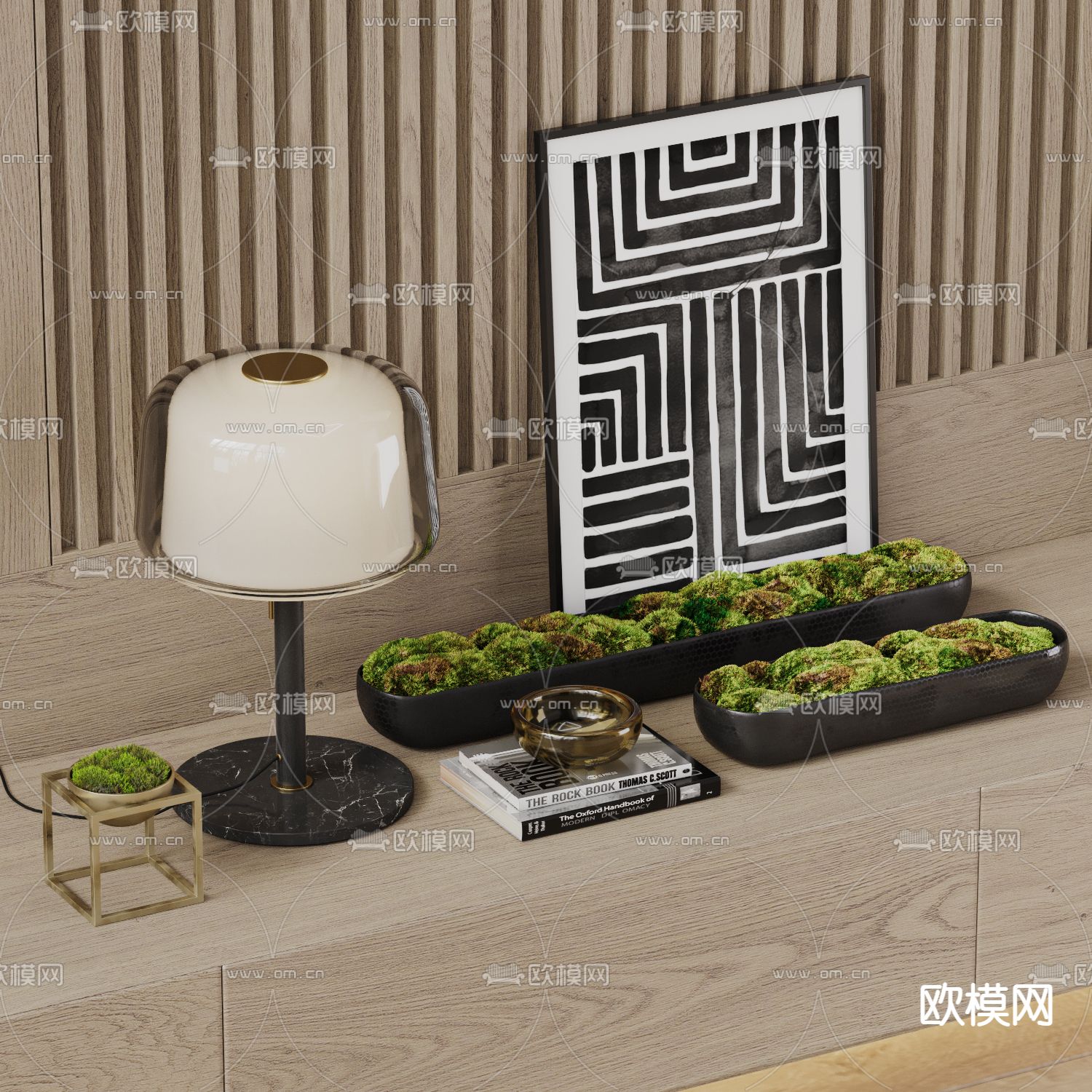 台灯挂画 苔藓摆件3d模型