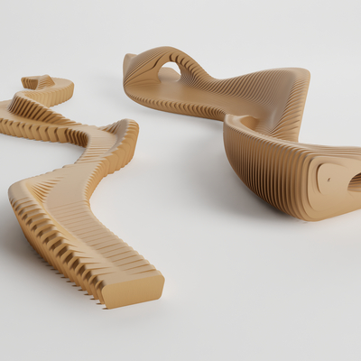  现代户外长凳su模型 