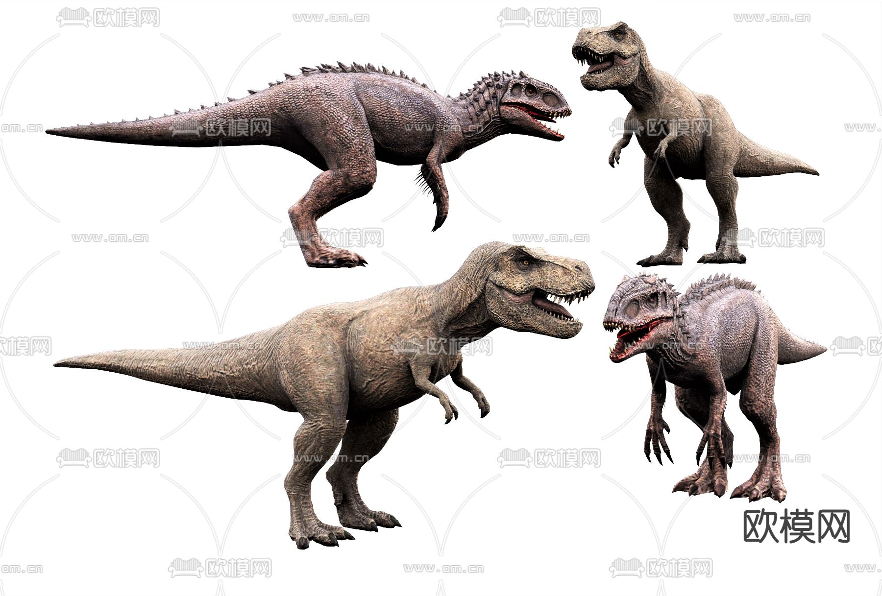 自然风恐龙 霸王龙 迅猛龙su模型下载（渲染图1）