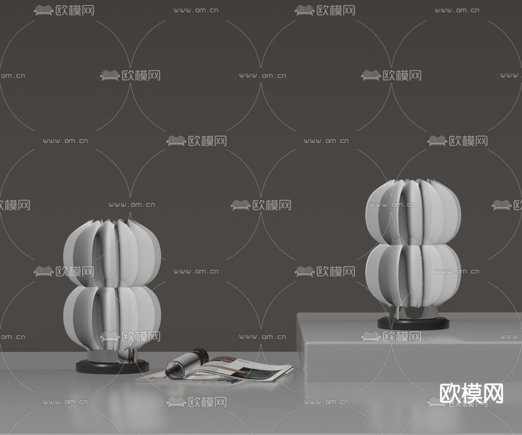 现代台灯su模型下载（渲染图2）