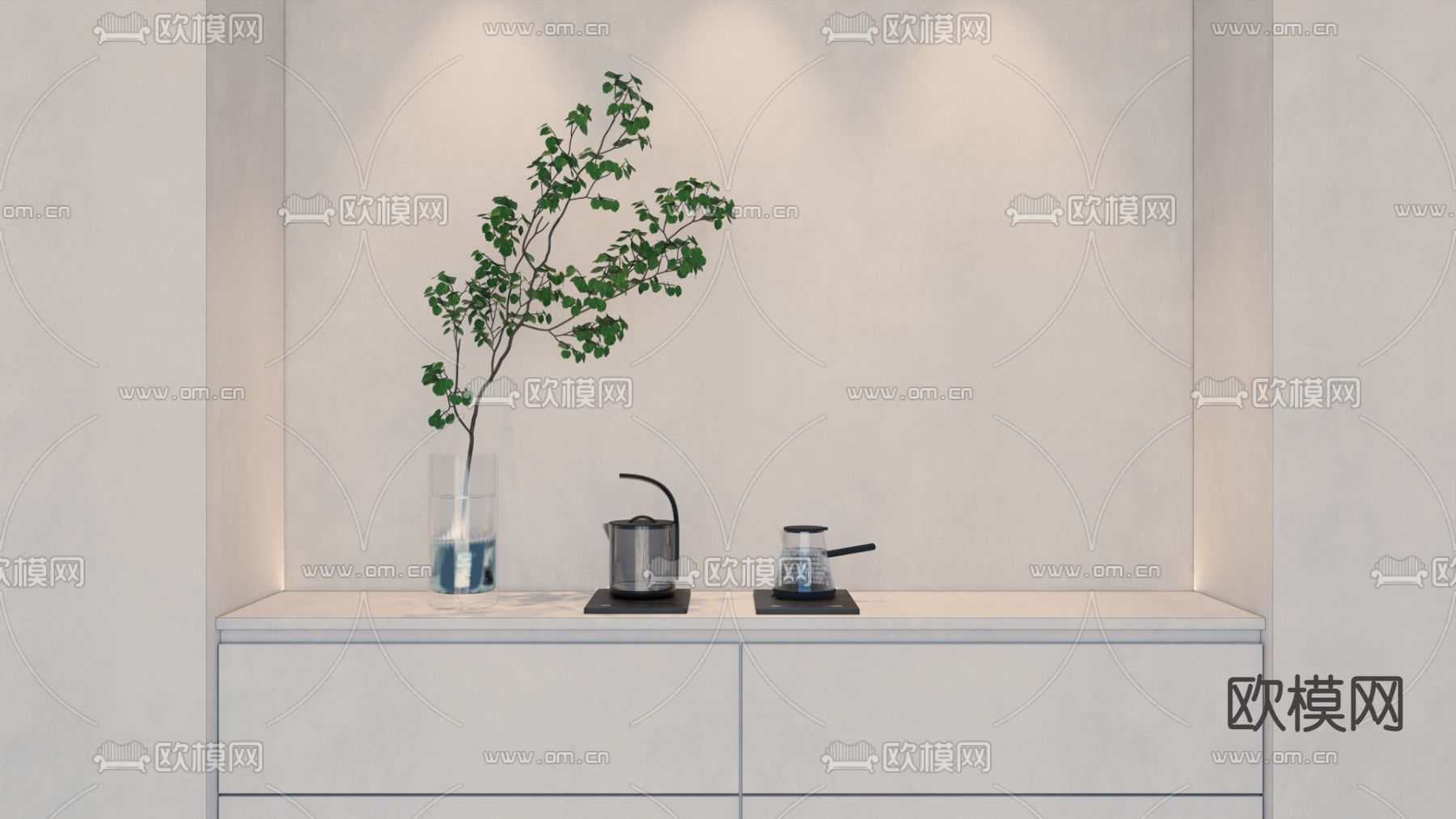 嵌入式水壶 烧水壶su模型下载（渲染图2）