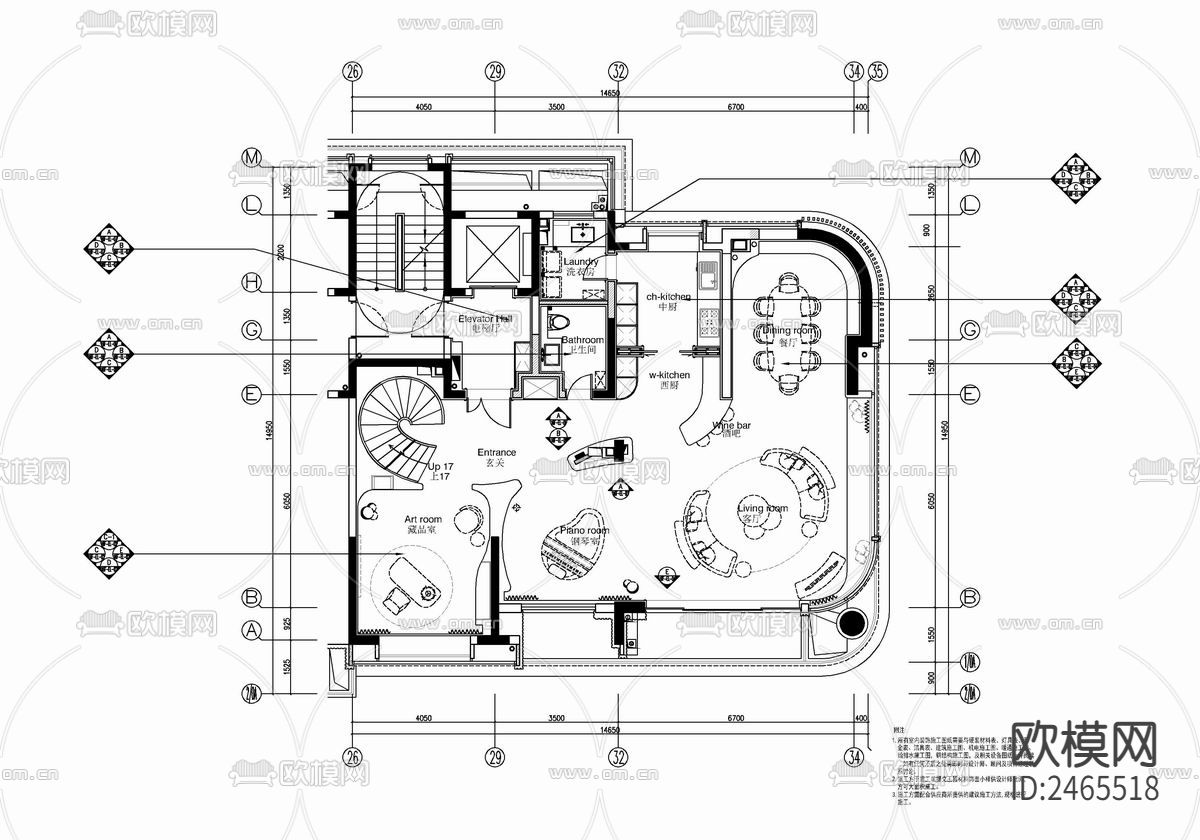 别墅cad施工图下载（渲染图5）