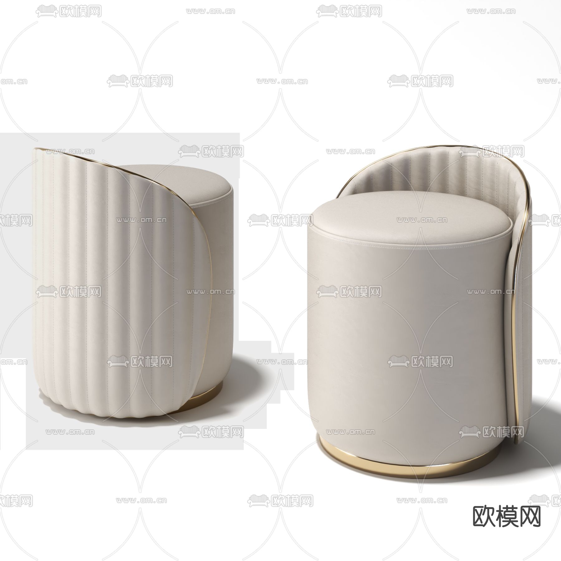 轻奢梳妆凳 圆凳3d模型下载