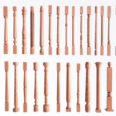  欧式栏杆 楼梯立柱 护栏su模型 