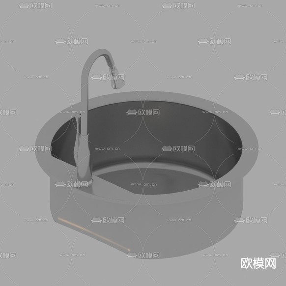 不锈钢圆形水盆免费3d模型下载