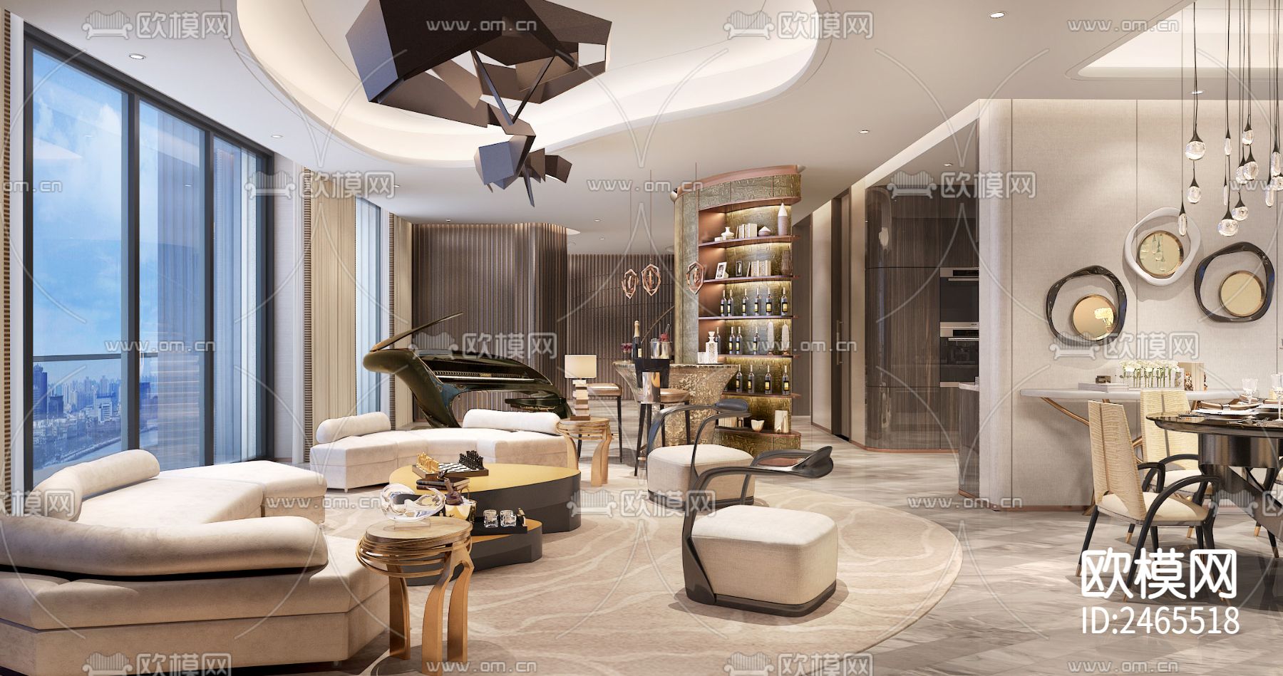 别墅cad施工图下载（渲染图3）