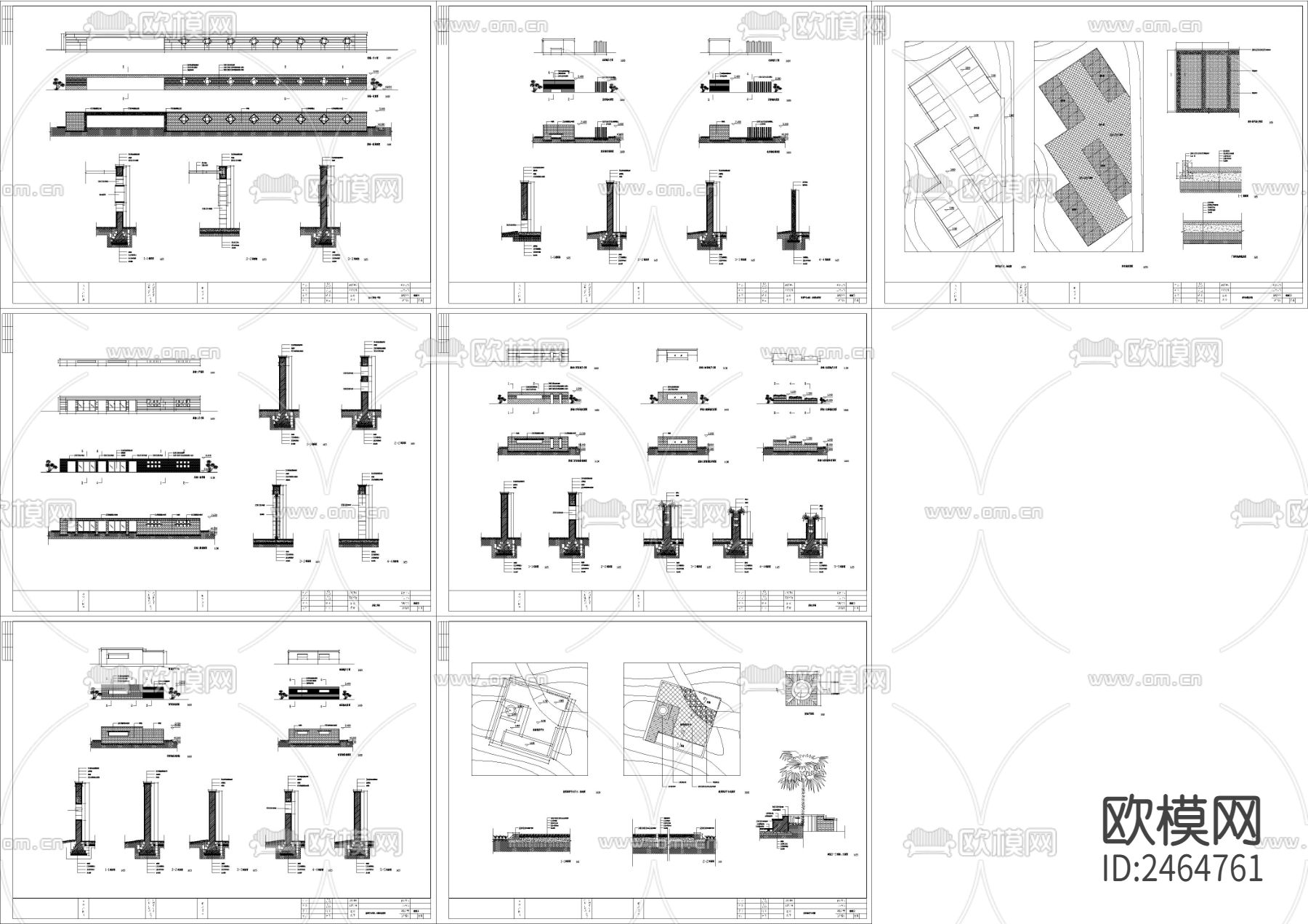 景墙 围墙 观景CAD施工图下载（渲染图1）