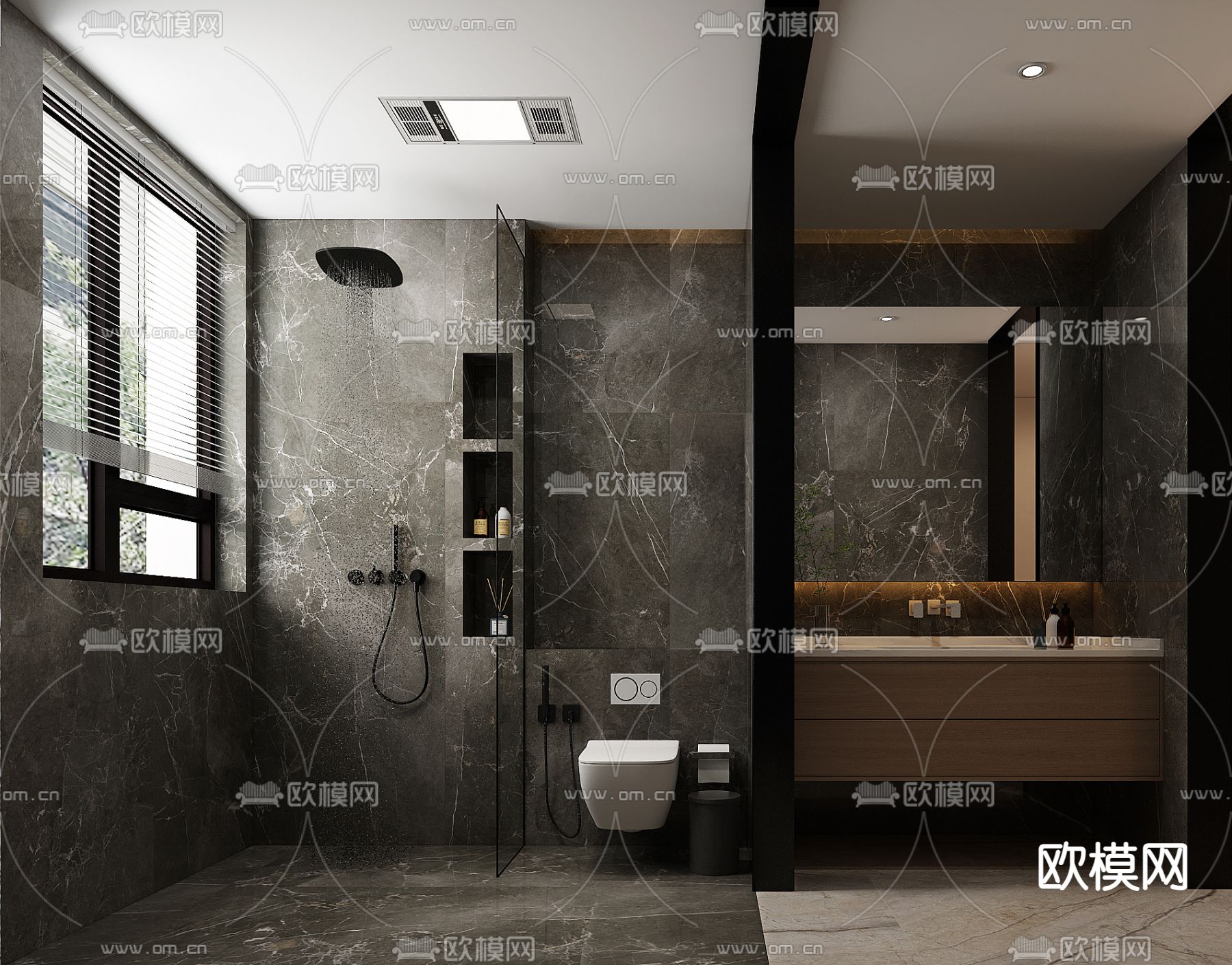 暗黑风卫生间 浴室免费3d模型下载