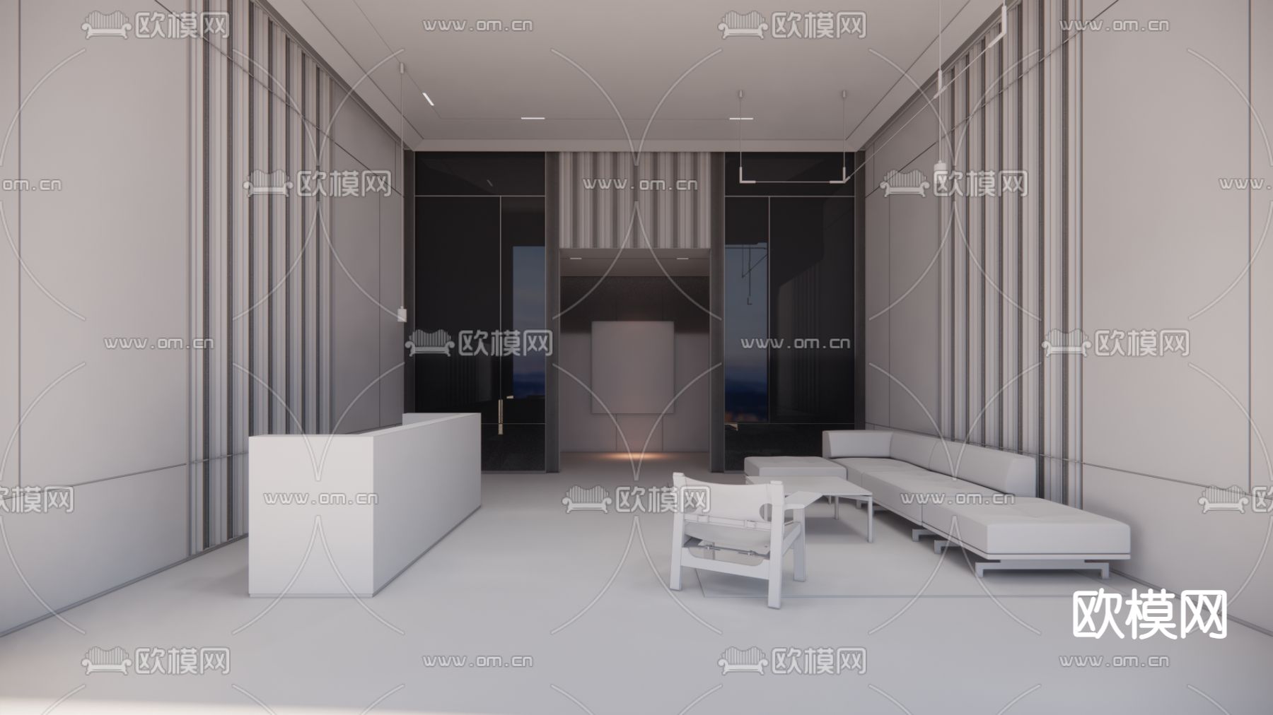 现代公寓大堂su模型下载（渲染图3）