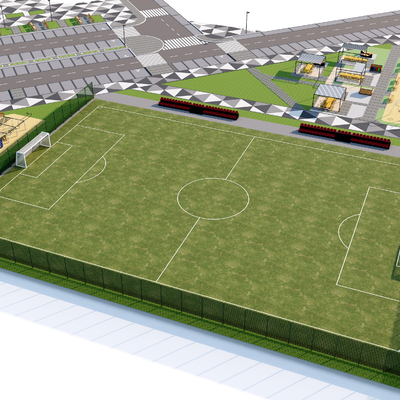  现代足球场su模型 
