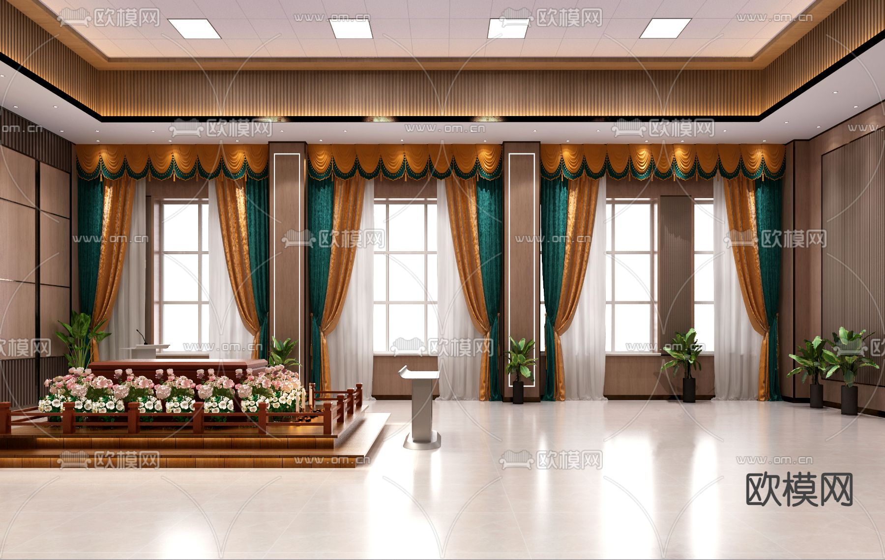 告别大厅 殡仪馆免费3d模型下载（渲染图2）