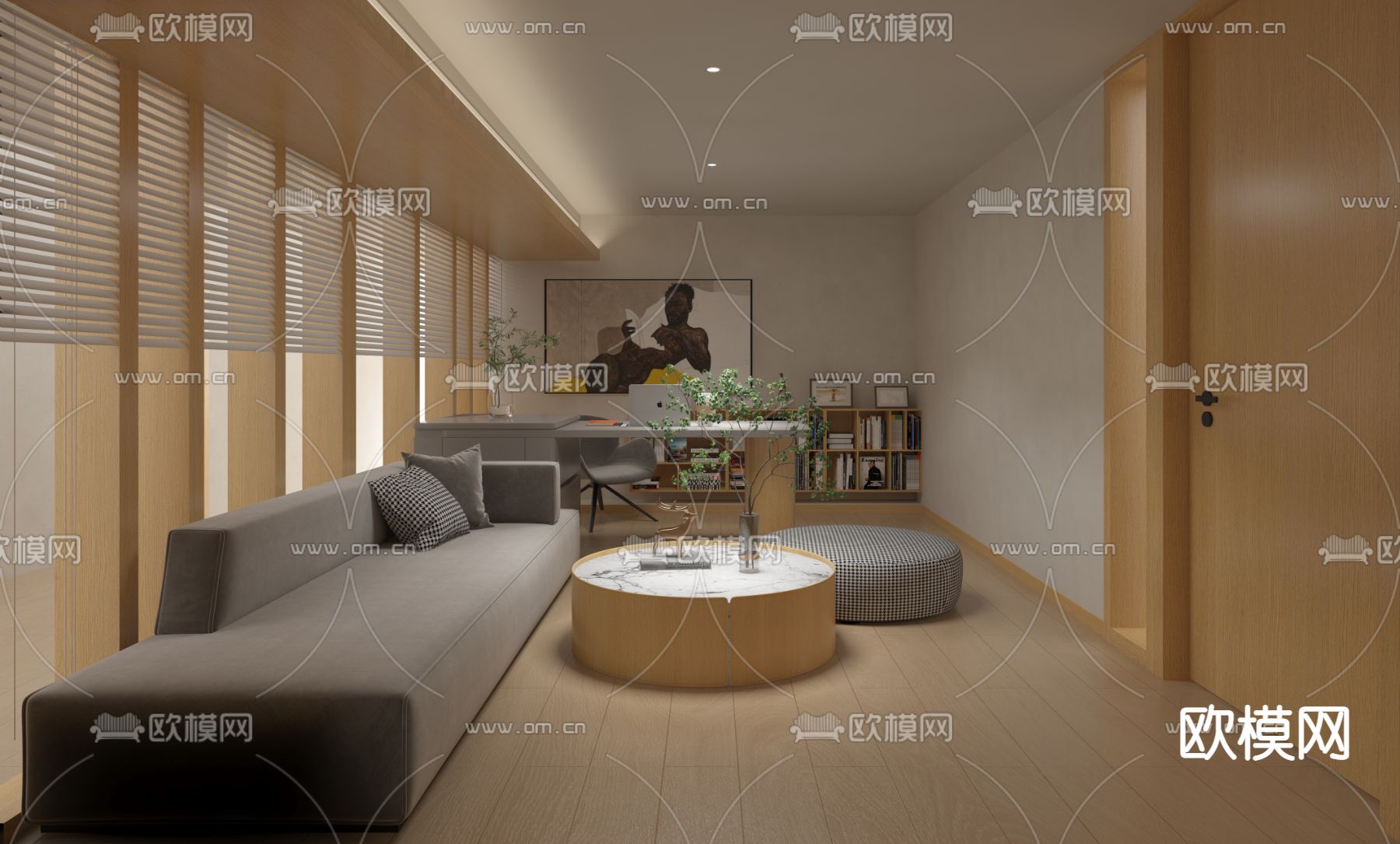 现代总经理办公室免费3d模型下载