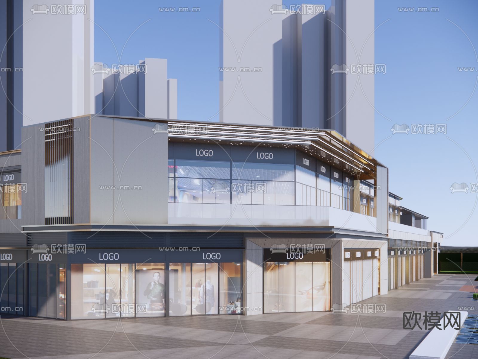 街边住宅 商业街su模型