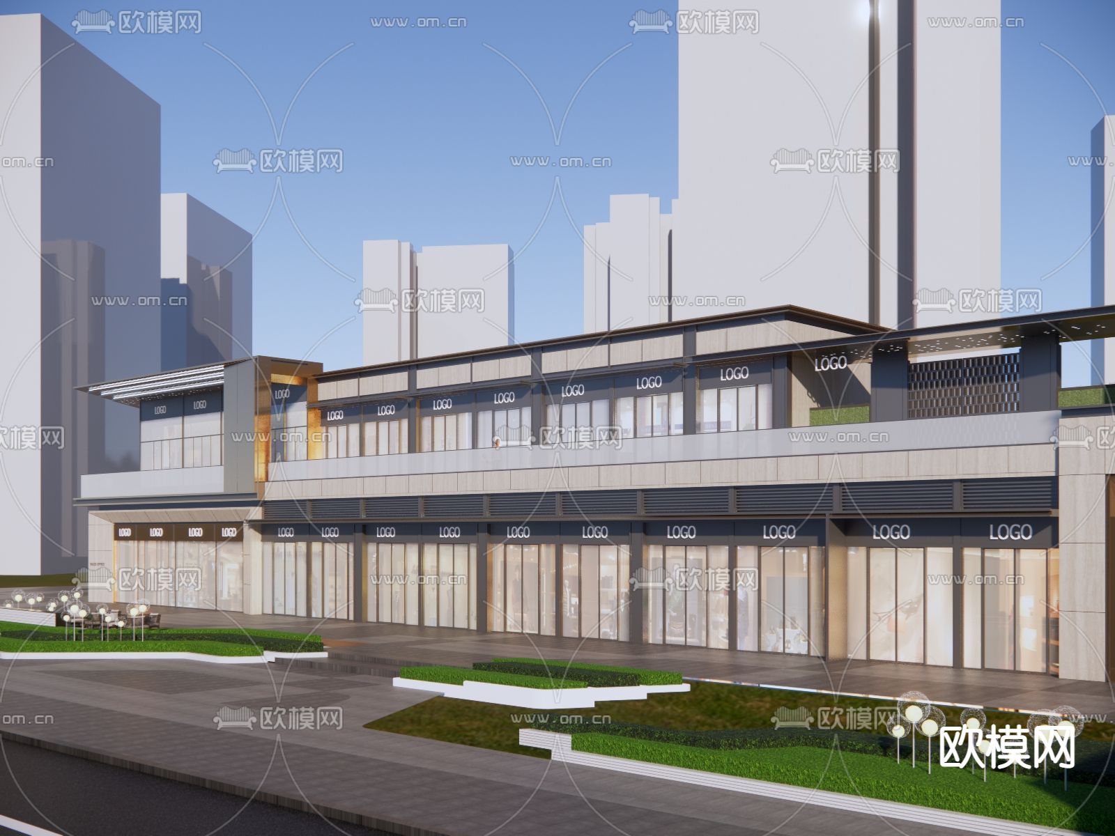 街边住宅 商业街su模型