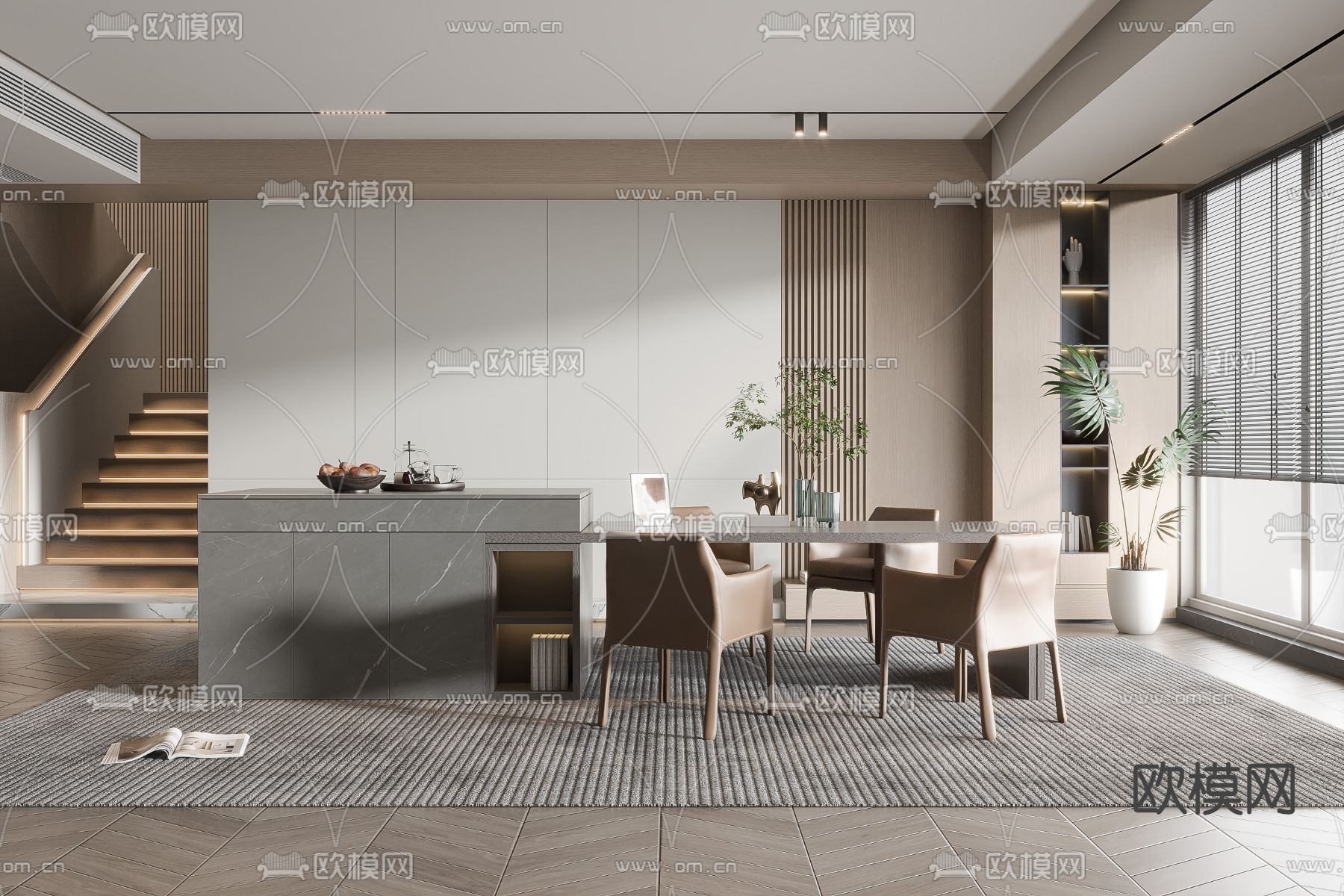 现代餐厅su模型下载_ID12292399_sketchup模型下载-欧模网