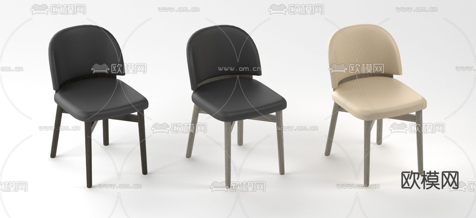 意大利FIAM ITALIA品牌 现代皮革原木单椅su模型下载