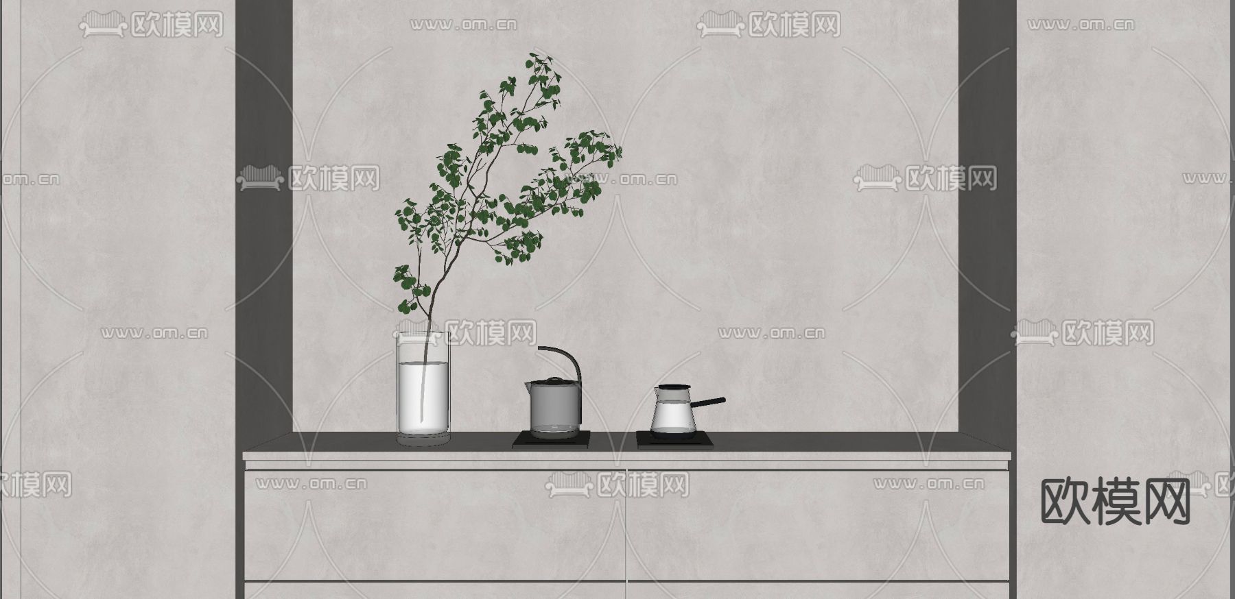 嵌入式水壶 烧水壶su模型下载（渲染图4）