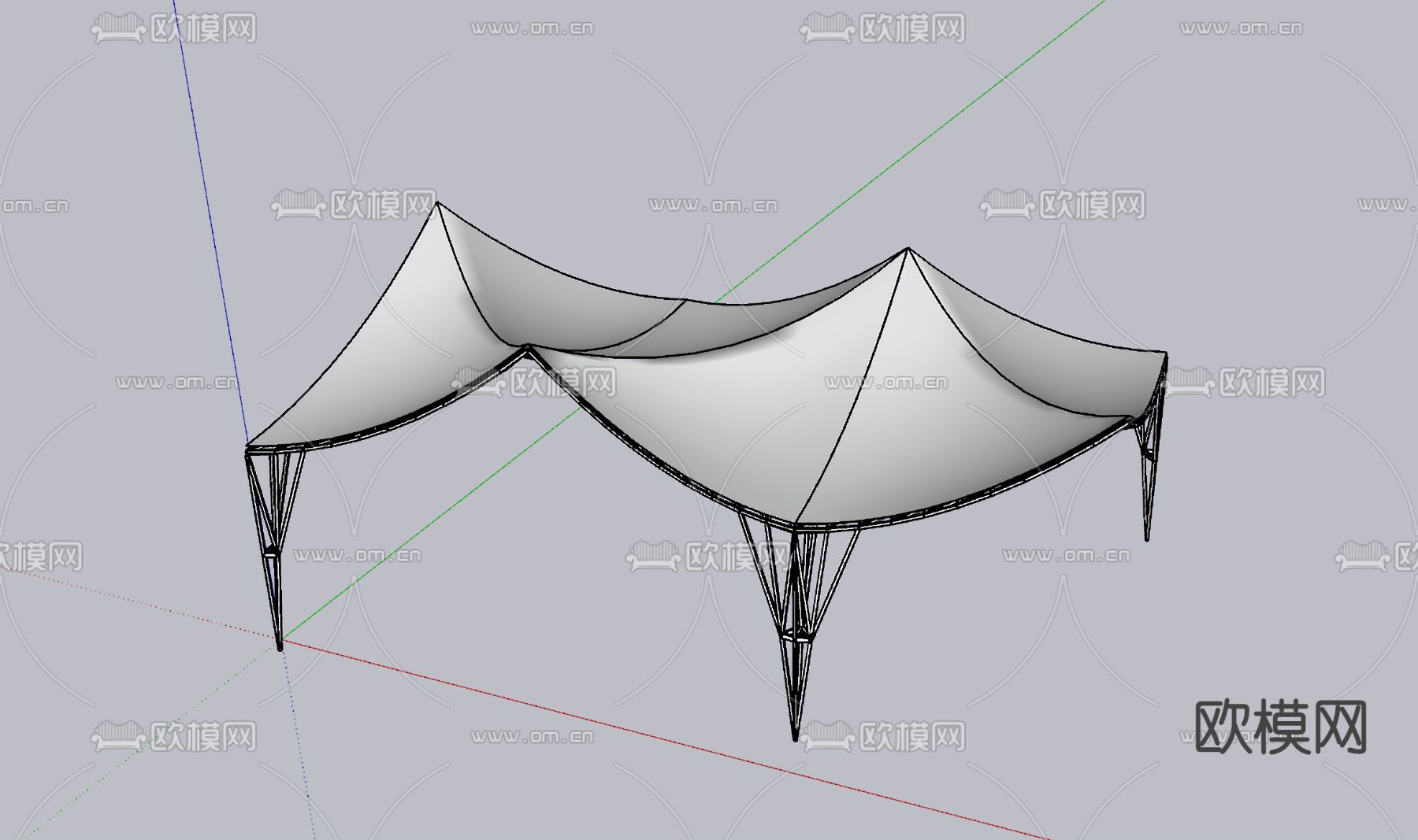 张拉膜 遮阳棚su模型