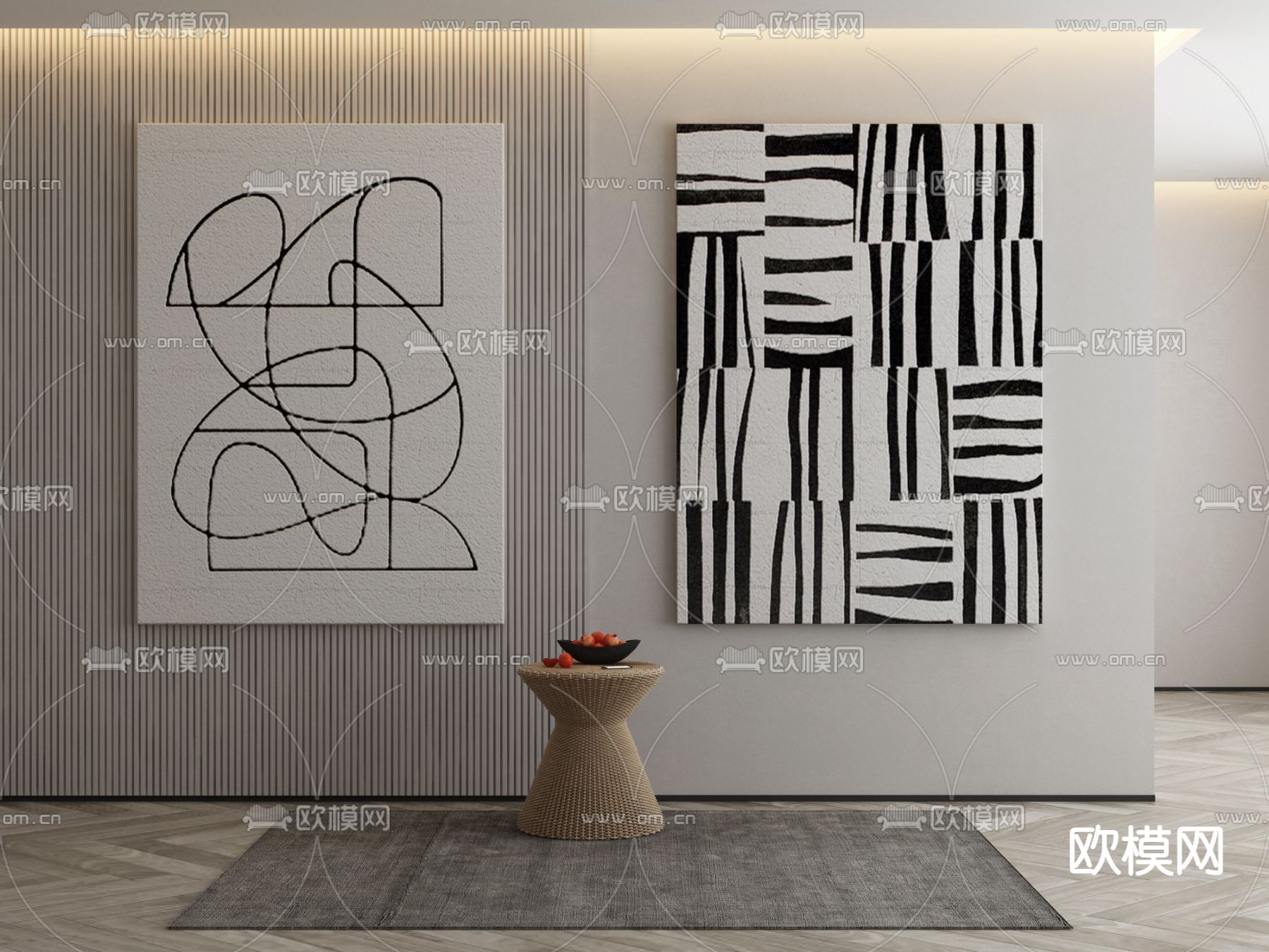 现代抽象画 装饰画3d模型下载_ID12292529_3dmax免费模型-欧模网