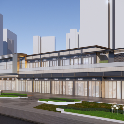  街边住宅 商业街su模型 