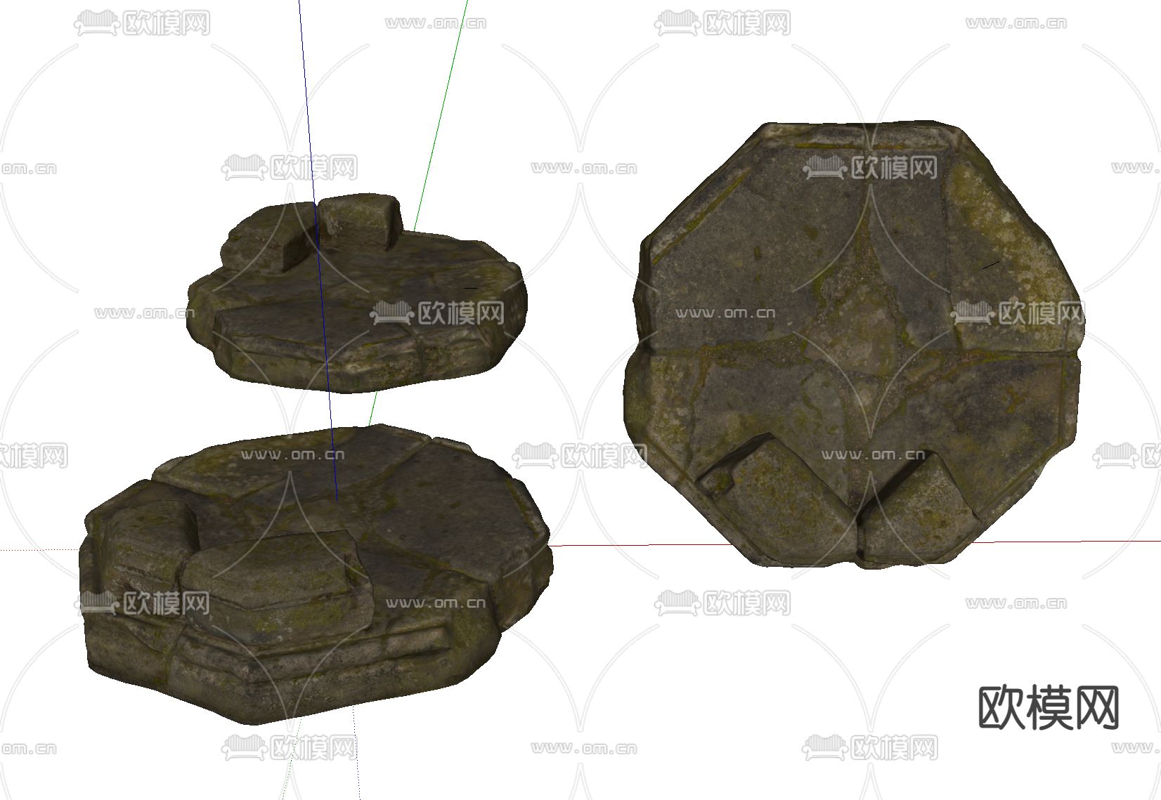 自然风石头su模型下载（渲染图2）