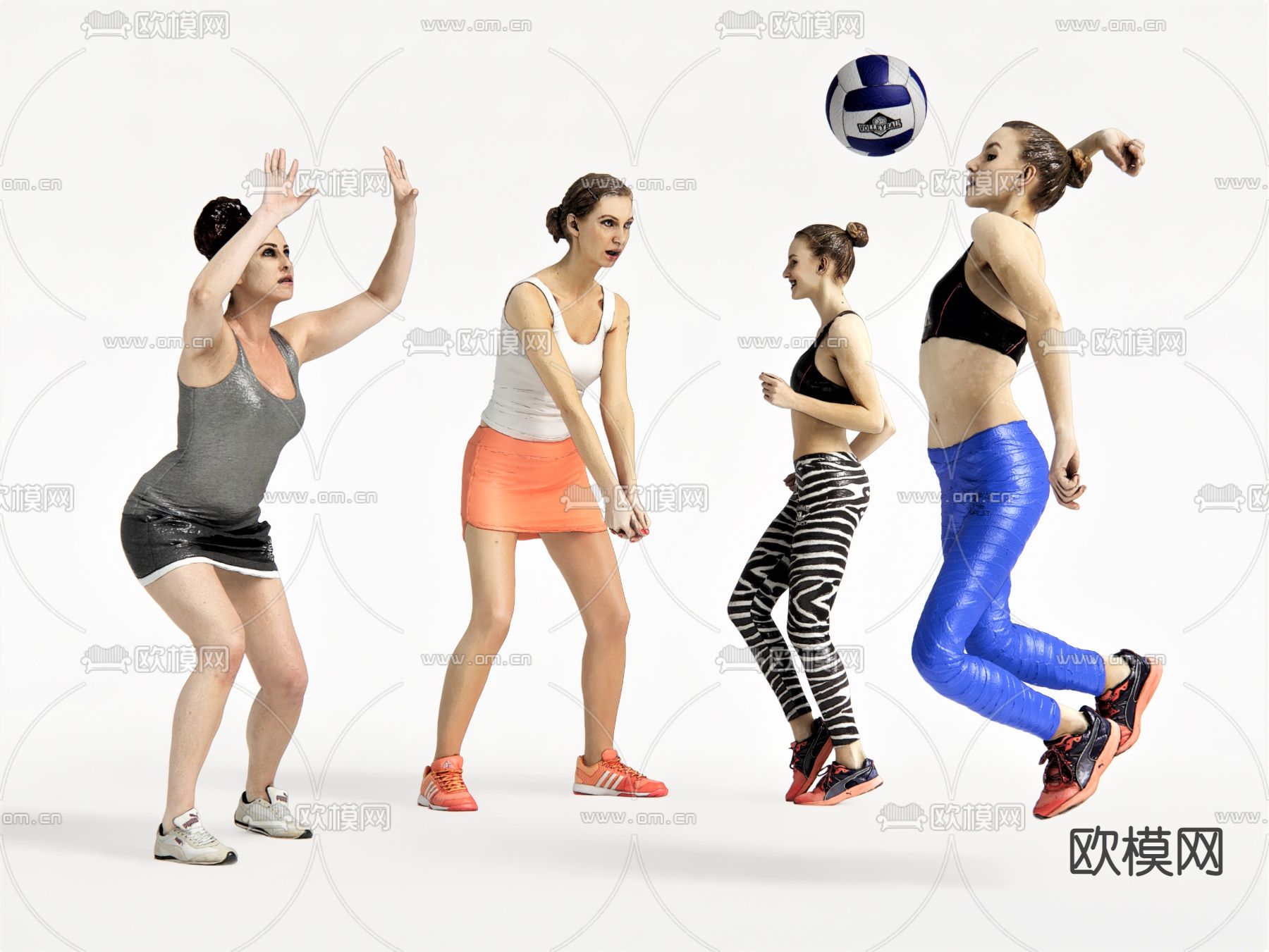 女人 运动员 排球运动员su模型下载（渲染图1）
