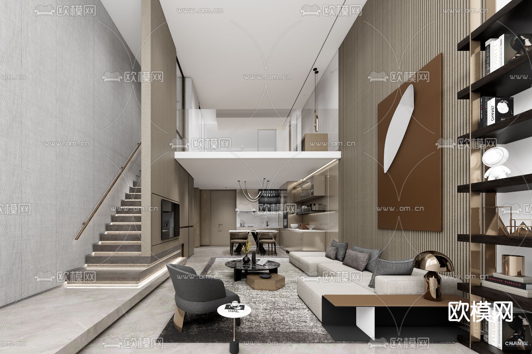 现代loft复式公寓su模型