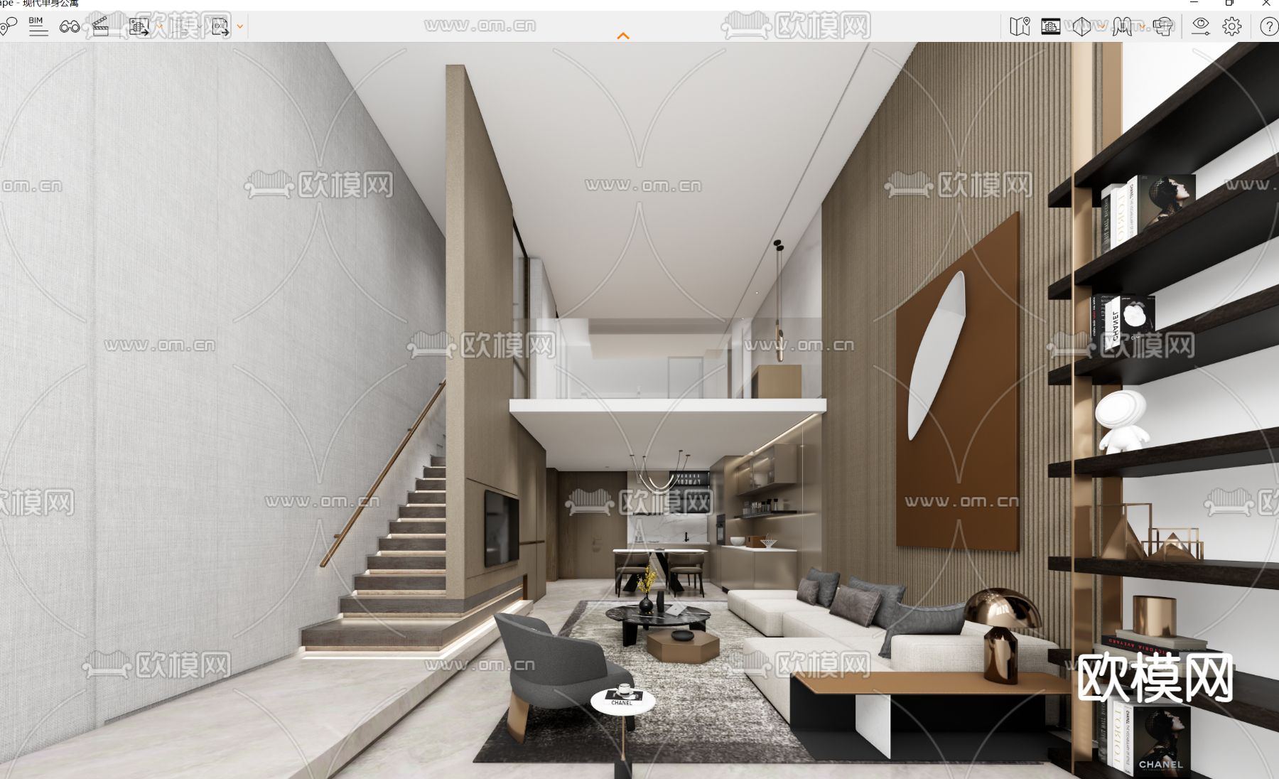 现代loft复式公寓su模型