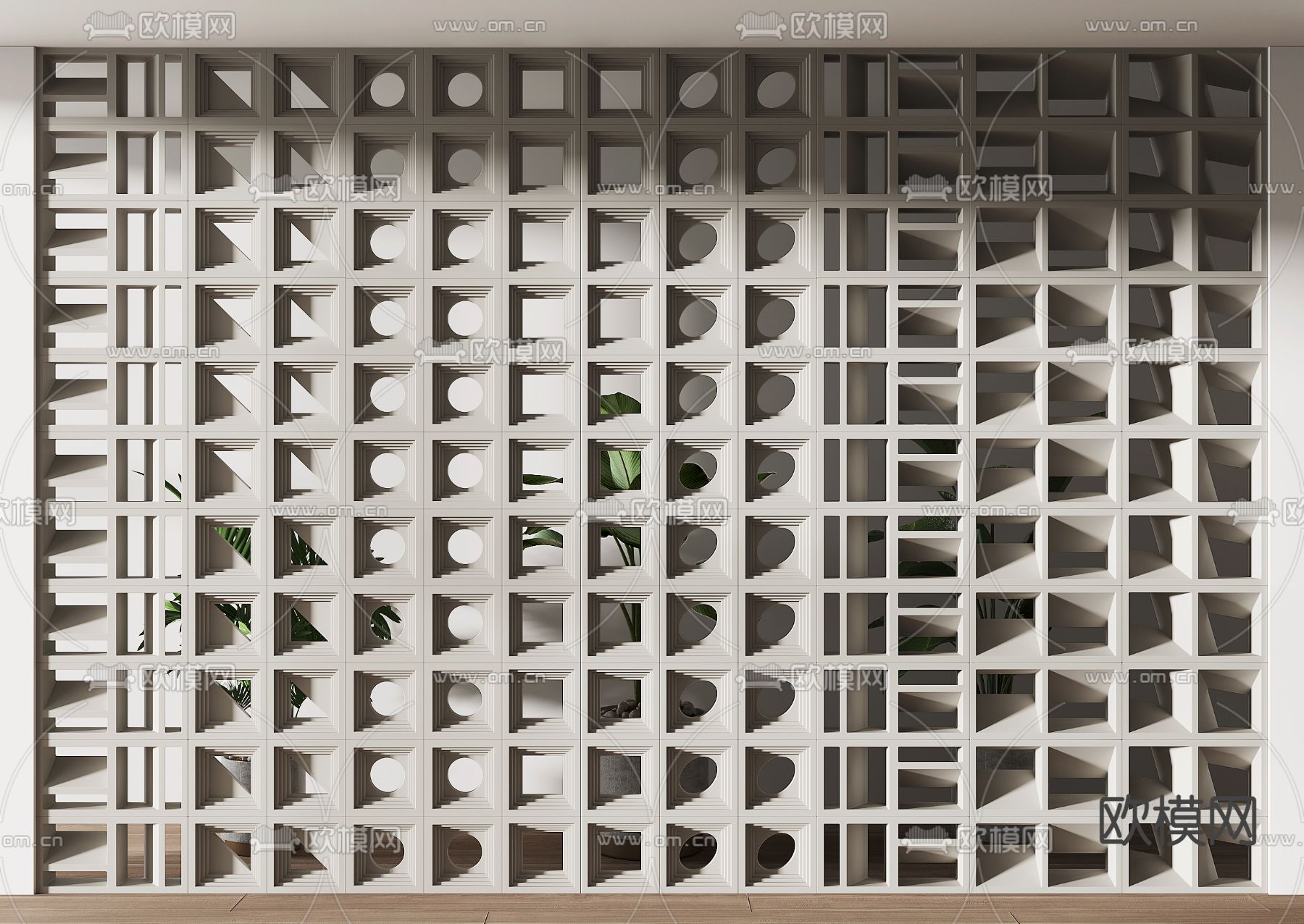 镂空水泥砖3d模型下载