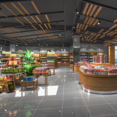  生活超市 生鲜超市su模型 