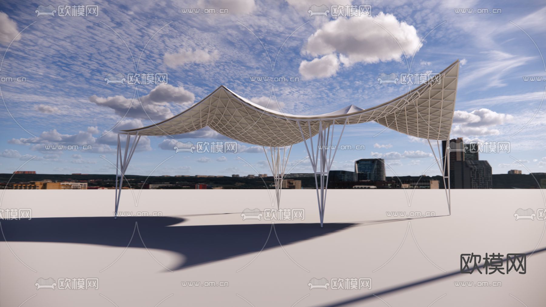 张拉膜 遮阳棚su模型