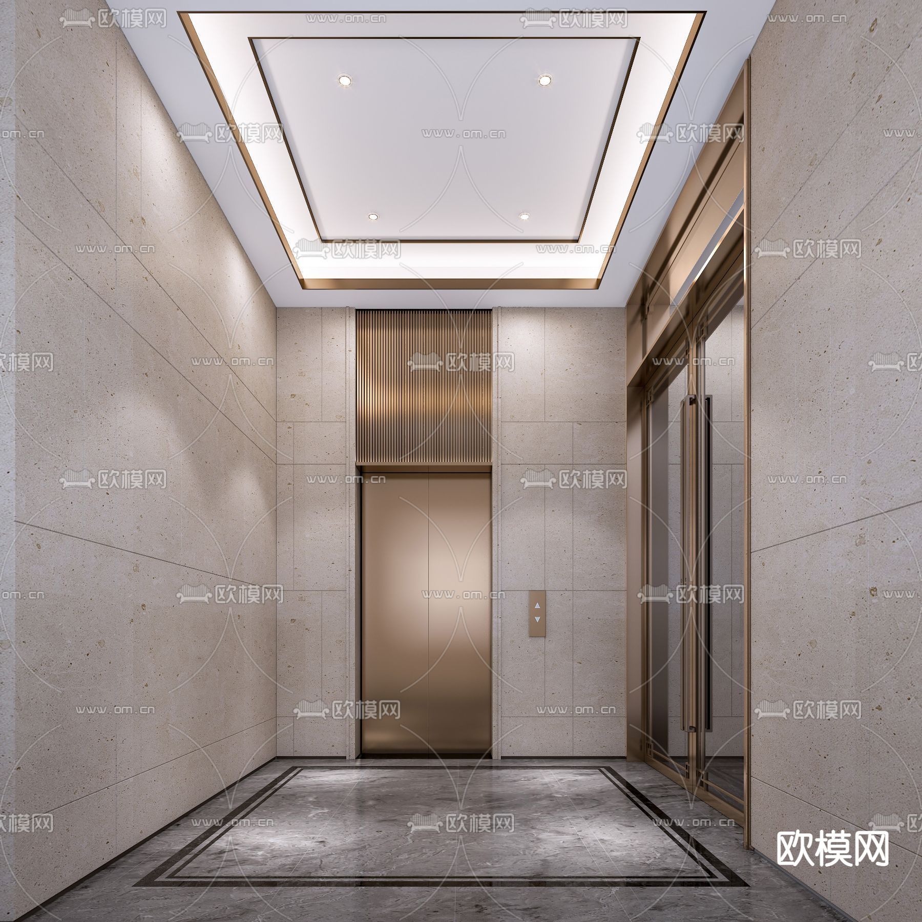 现代电梯厅免费3d模型下载_ID12291901_3dmax免费模型-欧模网