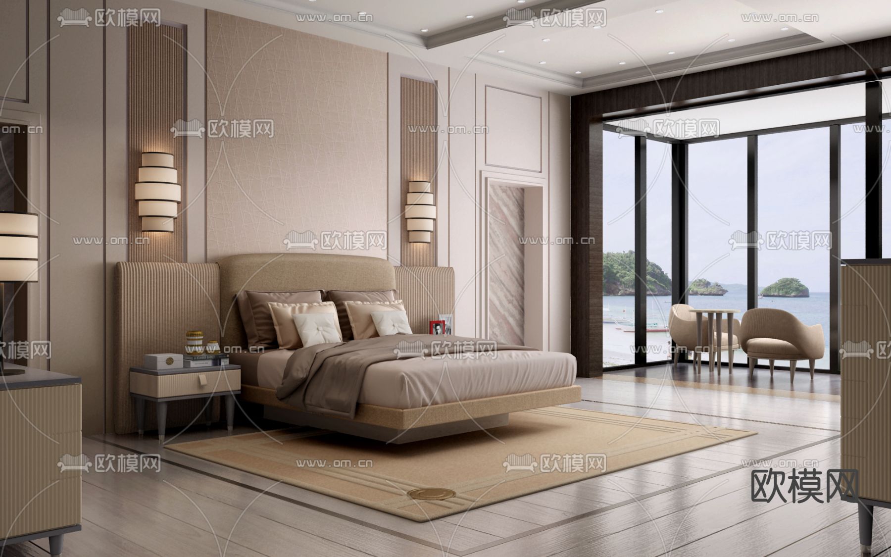 意大利CIPRIANI HOMOOD品牌 现代轻奢卧室主人房su模型下载