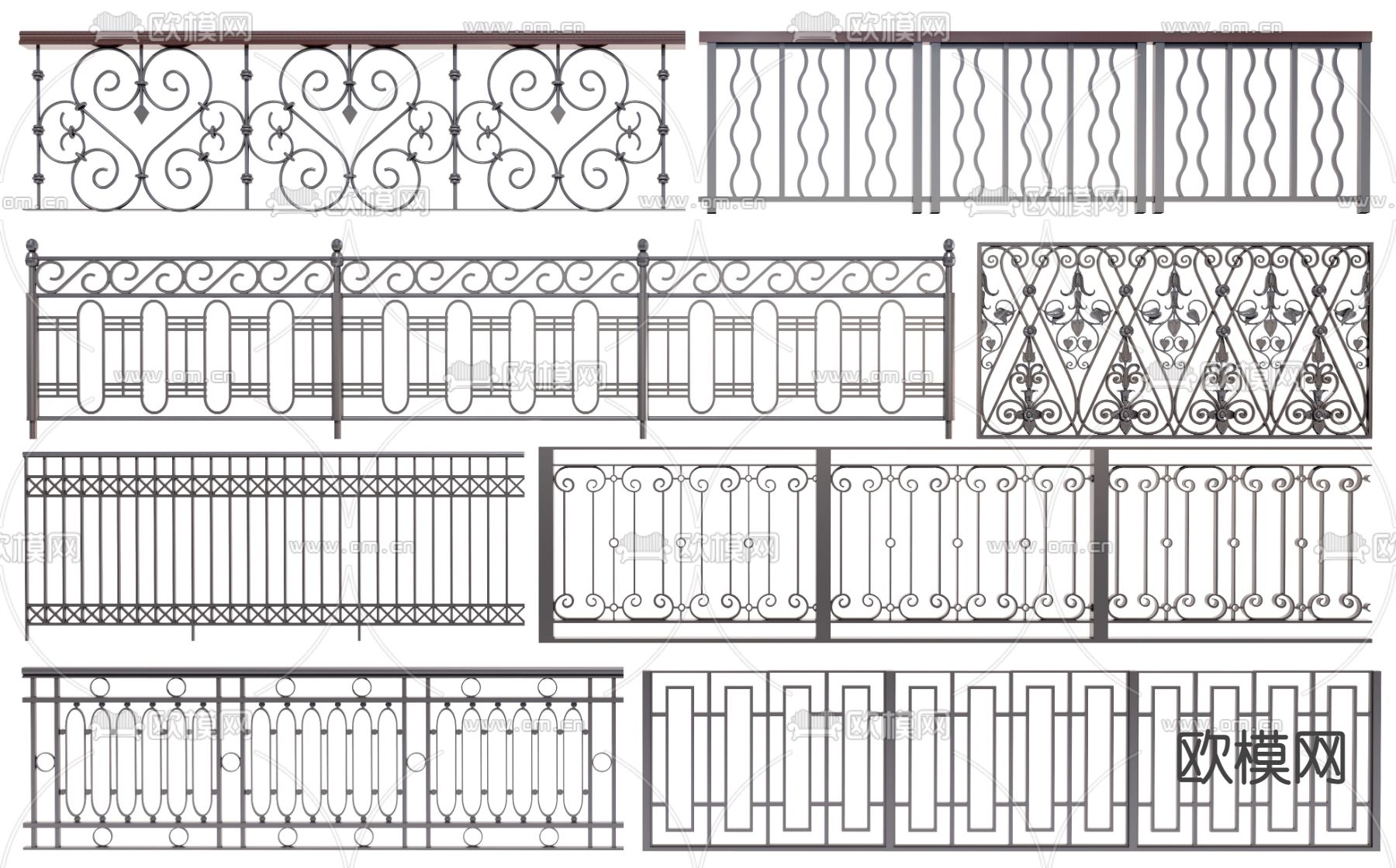 欧式铁艺栏杆 围栏 护栏su模型下载（渲染图3）