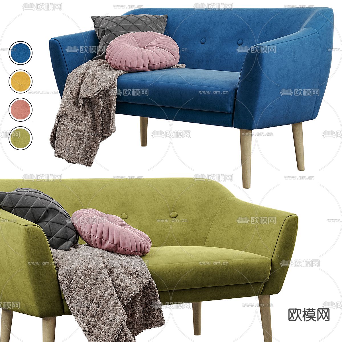 现代双人沙发3d模型下载_ID12292193_3dmax免费模型-欧模网
